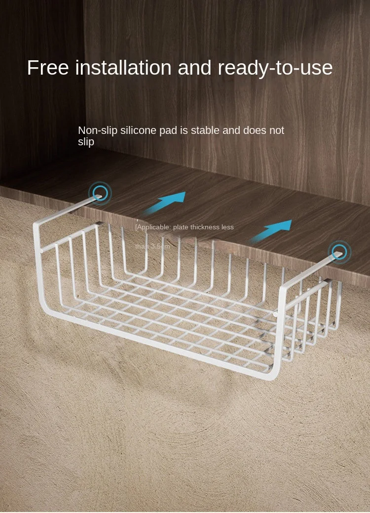 Metal Iron Kitchen Organizer Shelf Cabinet Hanging Basket Rack Desk Cabinet Storage Rack Under Table Hanging Mesh Basket