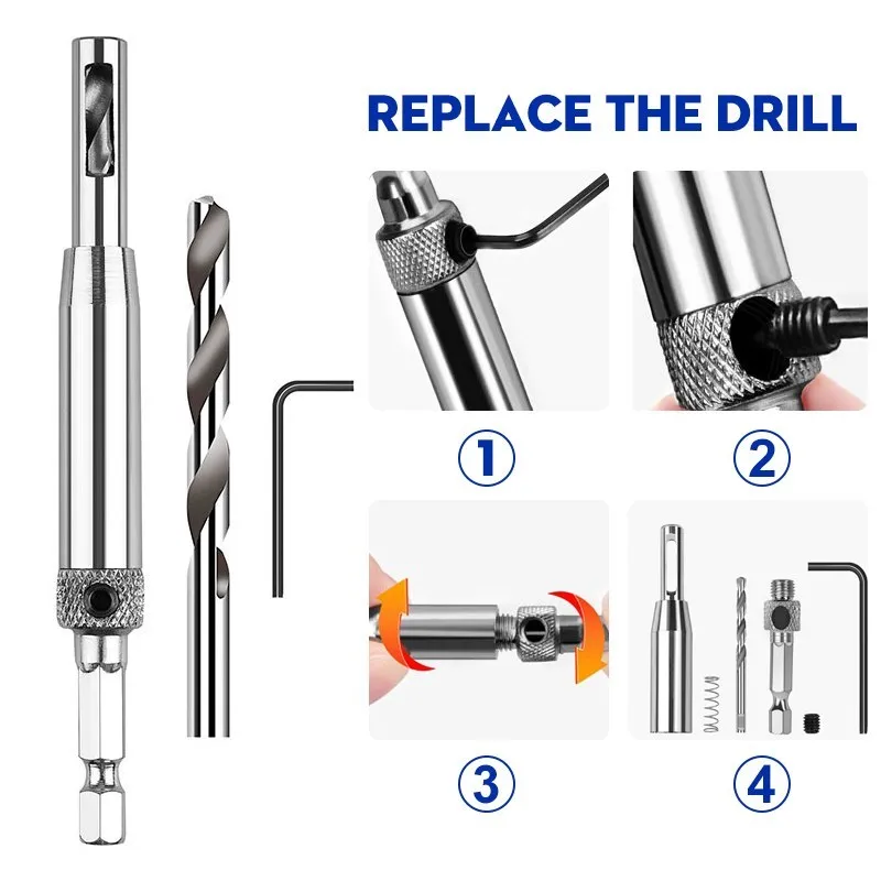 Perceuse à charnière à centrage automatique, 4 pièces, pour serrure de  porte, de fenêtre, d'armoire, de charnière, coupe-trou, pour le travail du  bois - AliExpress