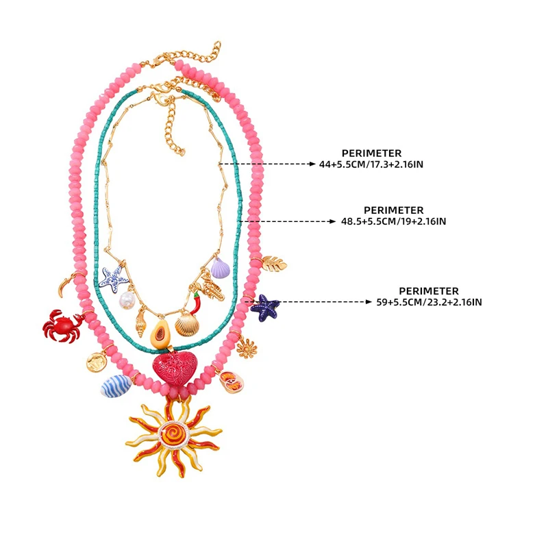 2025 New Colorful Resin Beaded Charms Necklaces for Women Summer Ocean Vacation Style Beach Party Jewelry Neck Accessories 6