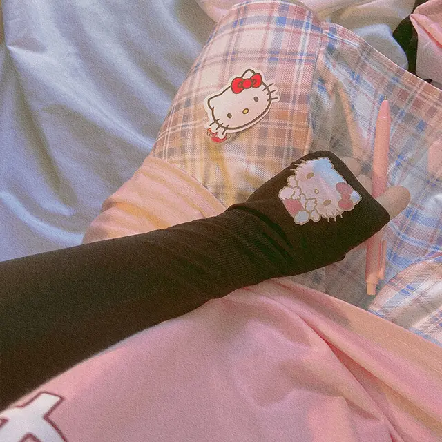 TAKARA TOMY Summer Hello Kitty Thin Ice Silk Outdoor UV Protection Girls Sleeves Students Sunscreen Breathable Arm Sleeves 4