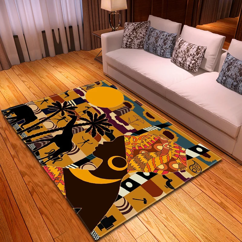 

African woman Head portrait 3D Printed Large Carpets For Living Room Bedroom Area Rugs Soft Flannel Home Decor Rug Kitchen Mats