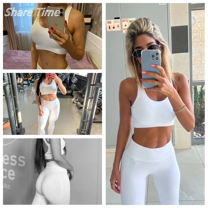 Women 2PCS seamless yoga set crop top bra leggings for workout gym run