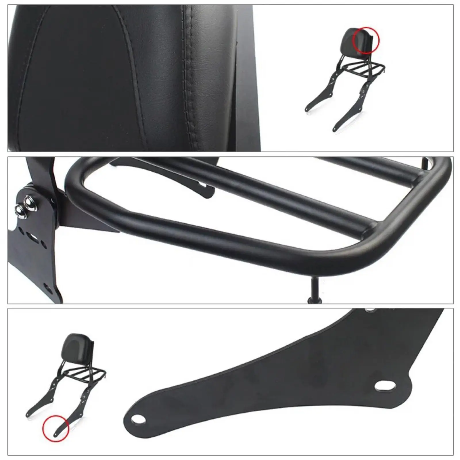 Motorcycle Sissy Bar Backrest Pad with Luggage Rack Passenger Backrest Rear Pad for Honda Rebel cm300 cm500 Easy Install