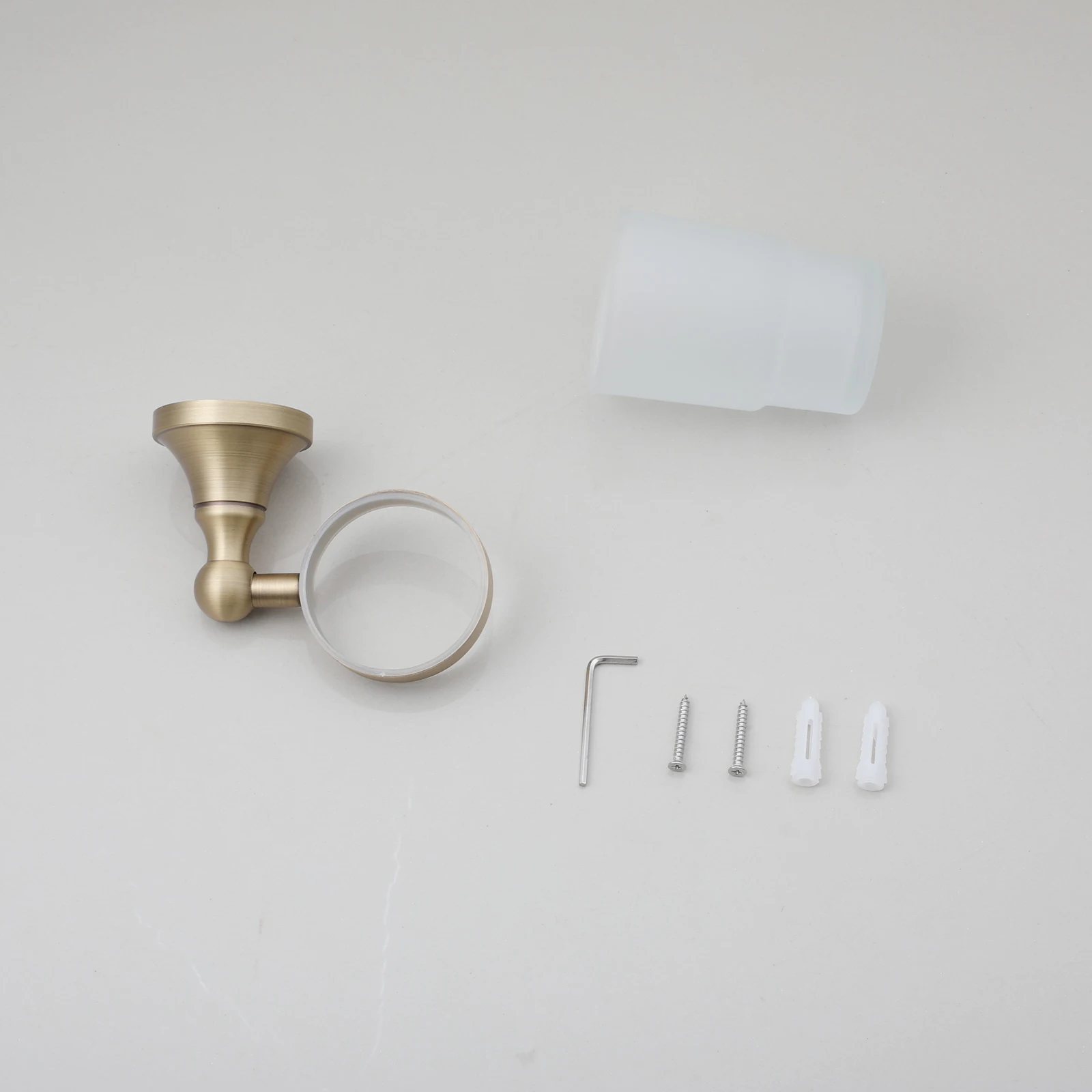Monite Bath Accessories Wall Mounted With Antique Brass Bathroom Tooth Brush Cup Oval Shelf Retro Fashion Punching Installation