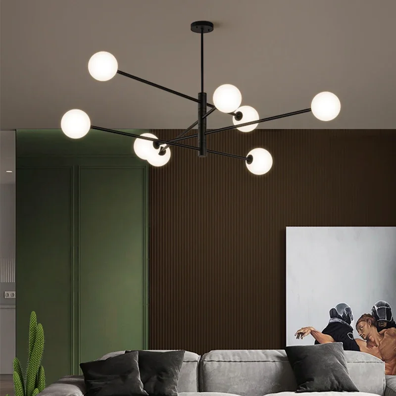 Nordic All-copper Chandelier Post-modern Minimalist Bedroom Personality Glass Magic Bean Creative Designer Home Pendant