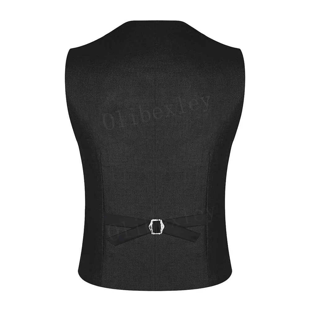 Olibexley V01 Men's Suit Vest for Men Slim Fit Formal Business Waistcoat Tuxedo V-Ncek Solid Vest for Wedding 4