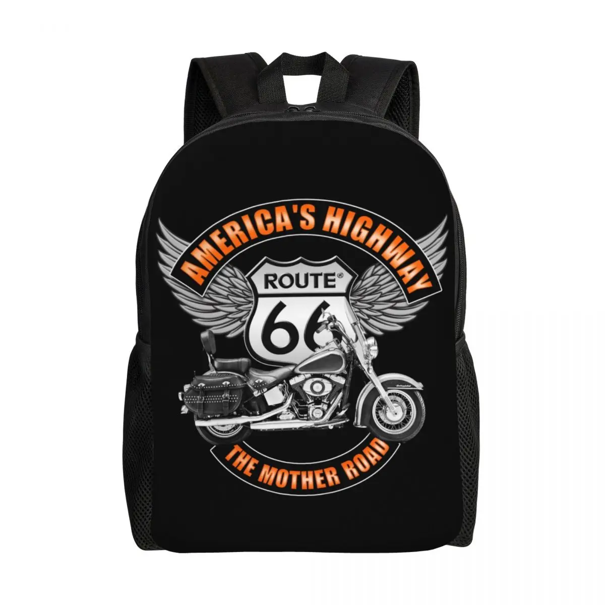 

American Highway Route 66 Backpacks for Women Men Casual Bookbag for College Student Daypacks USA Motorbike Print School Bags