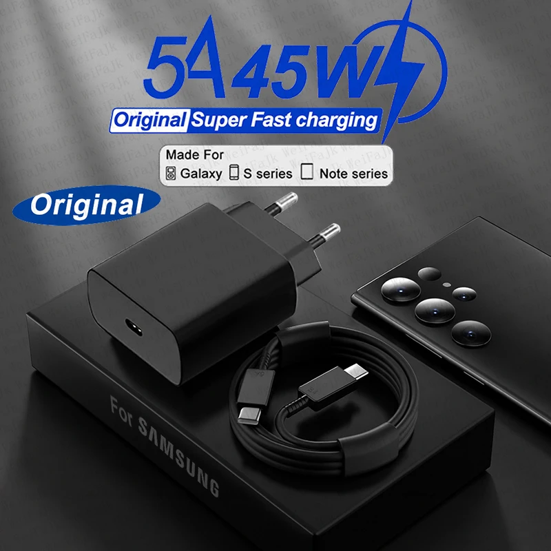 Original 45W Quick Charger For Samsung Galaxy S22 S23 S24 S25