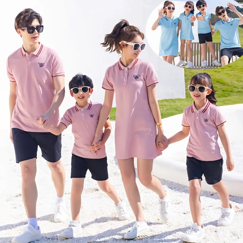 

Семейная детская одежда, платье для мамы и дочки, рубашки-поло и шорты для папы и сына, комплекты одежды, платья для мамы и ребенка