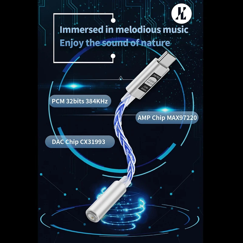 JCALLY CX31993 Hifi DAC Type-C to 3.5mm Digital Audio Decoding Portable Headphone Amplifier DAC Type C to 3.5mm LXDA JM6 Pro AMP