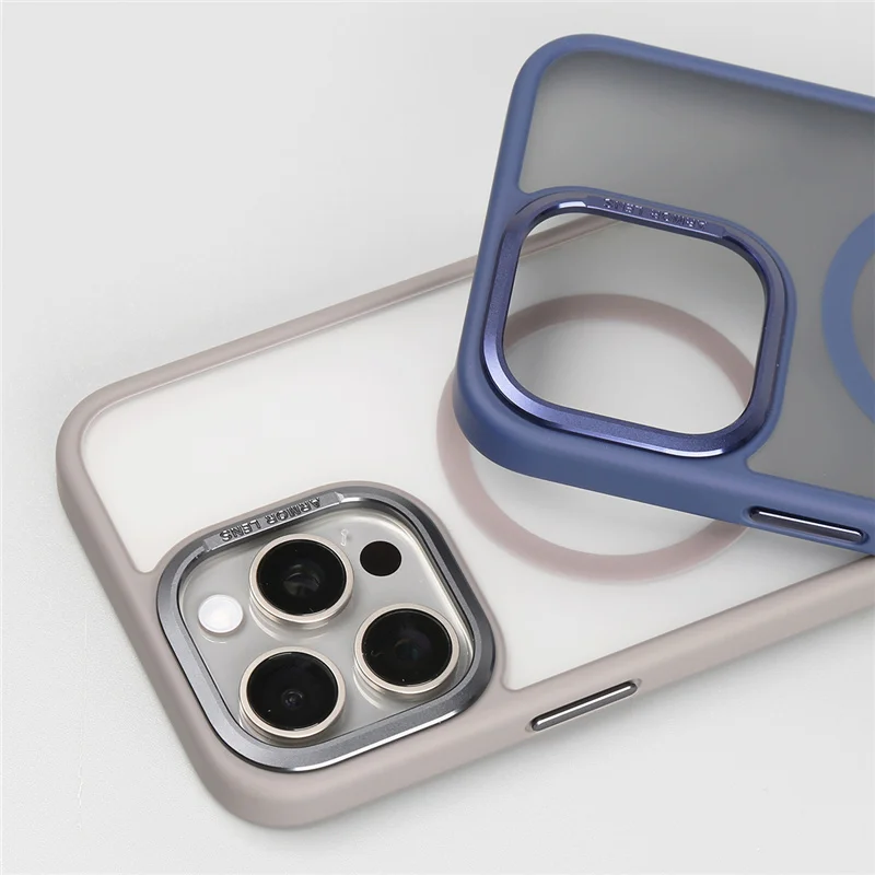 Magnetic Armor Protective Cover Matte Alloy Lens Wireless Charging Magsafe Case for iPhone 15 15Pro 15Plus 15Pro Max