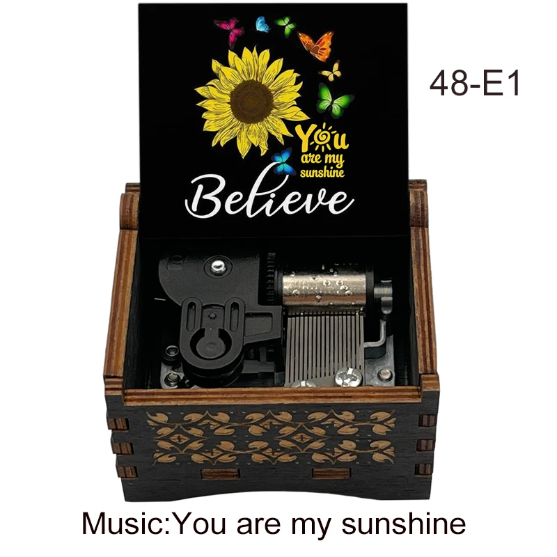 You Are My Sunshine Automatic Knob Movement Wooden Music Box Room Decoration Ornaments New Year Birthday Gift For Adult  2