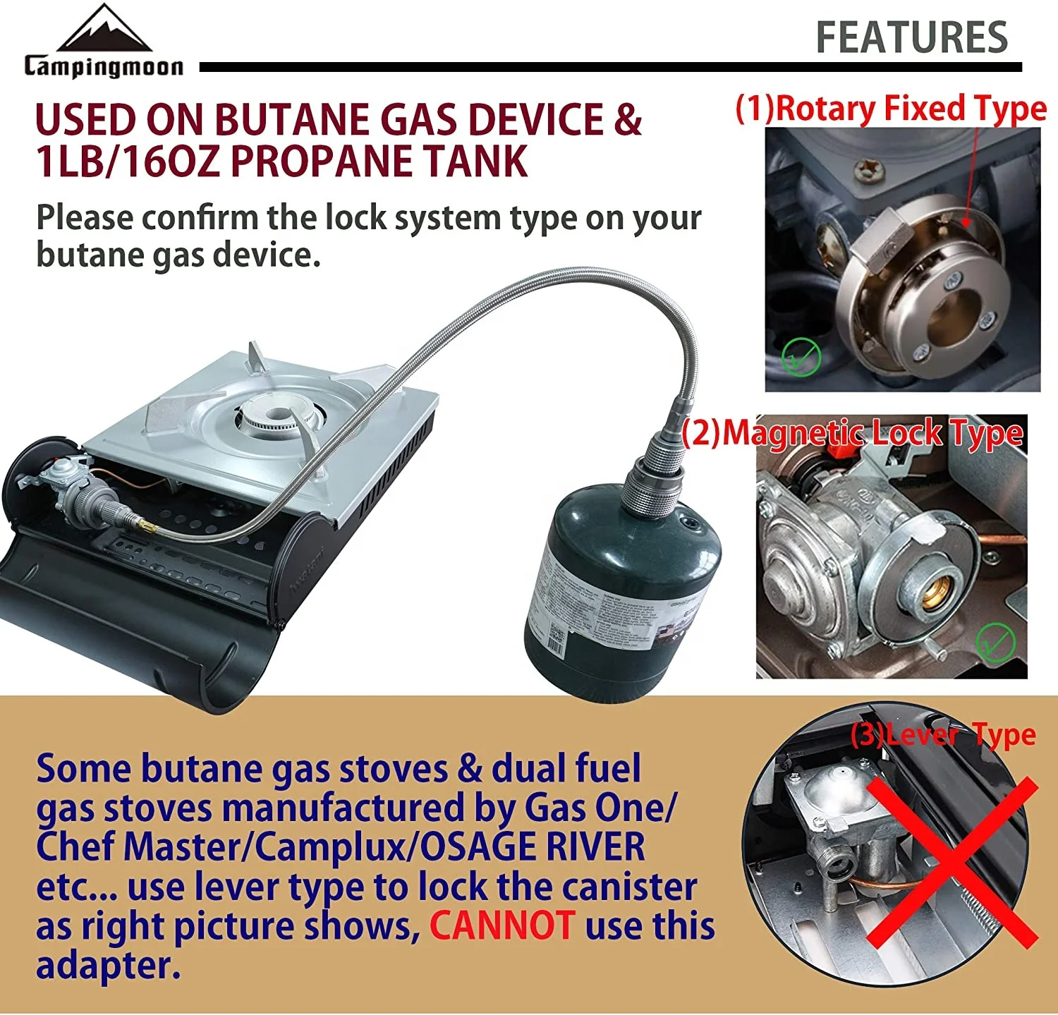 Camping Gas Stove Adapter Butane Adapter Extension Hose Split Stove Converter Connection Hose Gas Tank Camping Equipment