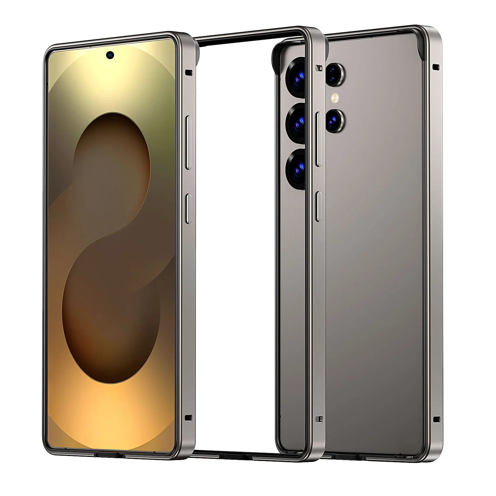 Hybrid Silicone Frame Aluminum Metal Bumper Case with Heat Dissipation and Shockproof Back