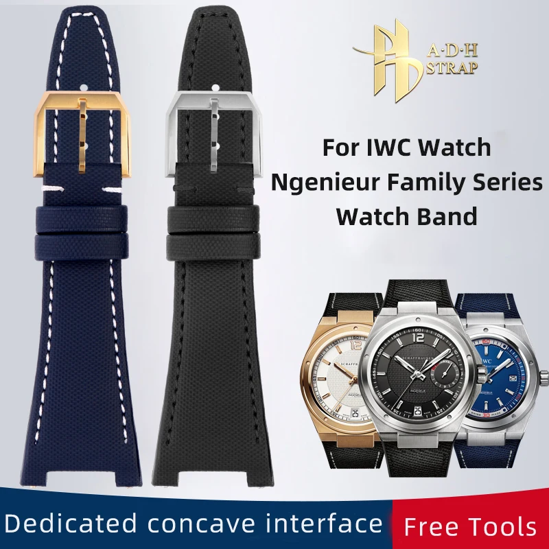 Cinturino Per Orologio In Nylon Intrecciato Per Iwc Ingenieur Family Iw500501 Iw378507 Cinturino Con Interfaccia Concava Bracciale Impermeabile Con Fo