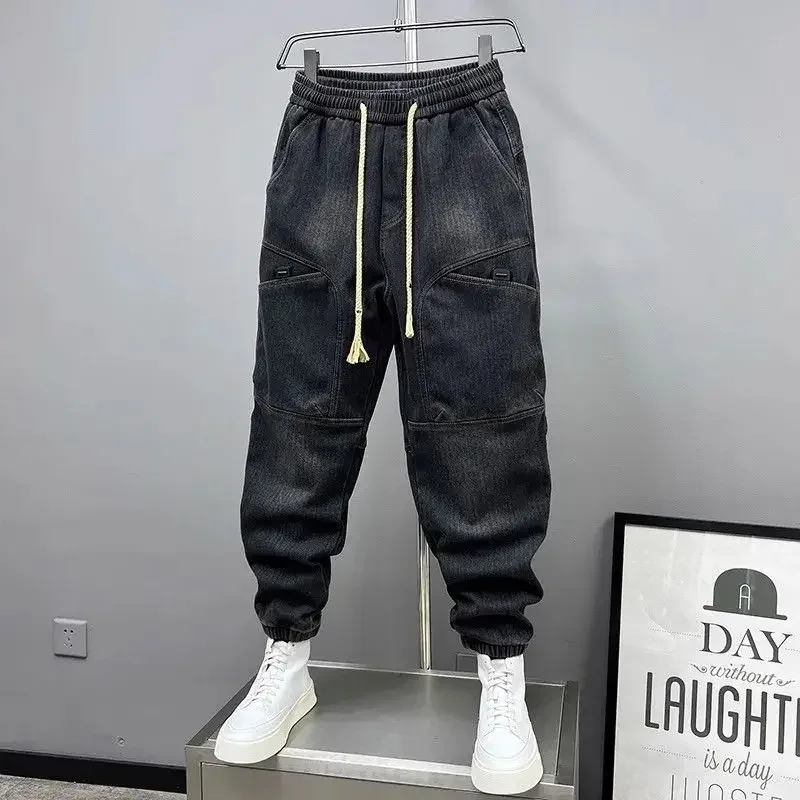 Black Cargo Jeans Leisure Simple Baggy Street Pants Fashion Harem Trousers Luxury Brand Men Clothing 3