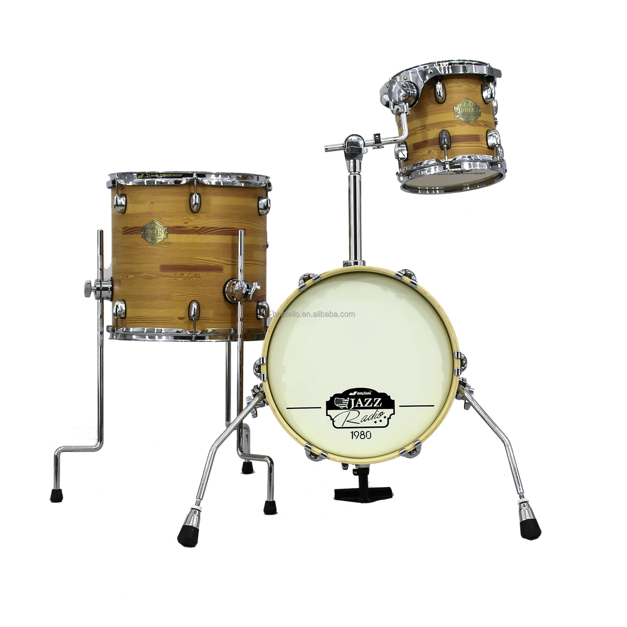 JBK Small-sized 3Pcs Bass Drum & Tom-toms Drum Set Beginners High Quality Percussion Instrument Jungle Portable Set