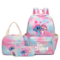3Pcs/set Disney Lilo Stitch Backpack for Boy Girl Teenager Student Back To School Schoolbag Lunch Bag Women lovely Rucksack Gift 2