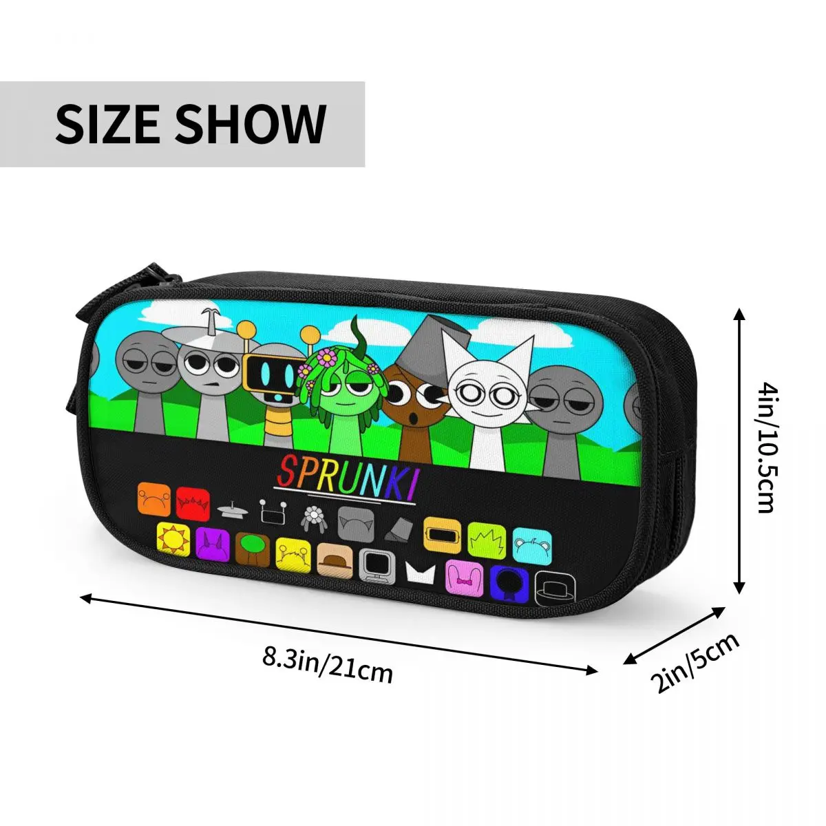 Sprunki Incredibox Pencil Case New Beats Game Pen Holder Bag Girls Boys Big Capacity School Supplies Zipper Pencil Box