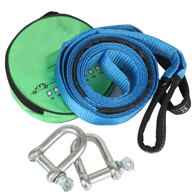 5M 8 Tons Car Towing Rope With Hooks High Strength Nylon Tow Cable Tow  Strap For