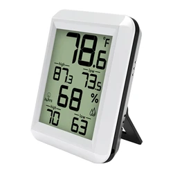 Advanced Digital Hygrometer and Thermometer with Large Backlit LCD Display (Black)