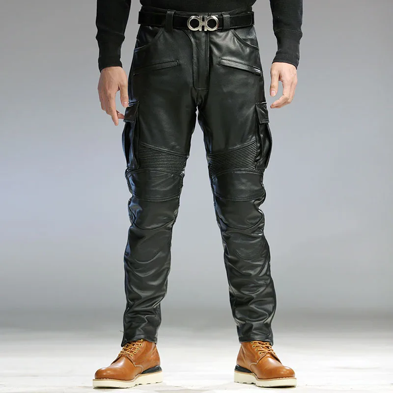 

P450 RockCanRoll 1.3mm USA Genuine Cow Leather Motorcycle Pants Vintage Heavy Durable Stylish Cowhide Rider Trousers