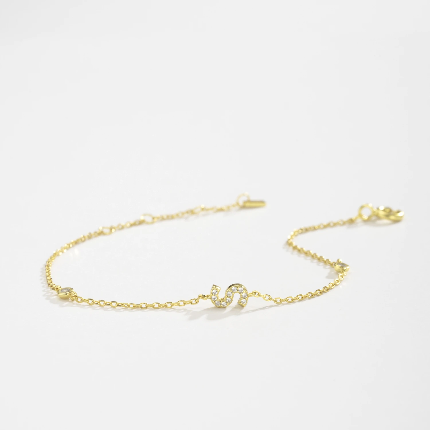 VEWANT 925 Sterling Silver Monogram Letter A - Z Initial Charm Chain Bracelet Luxury Wedding CrystalFine Jewelry 2