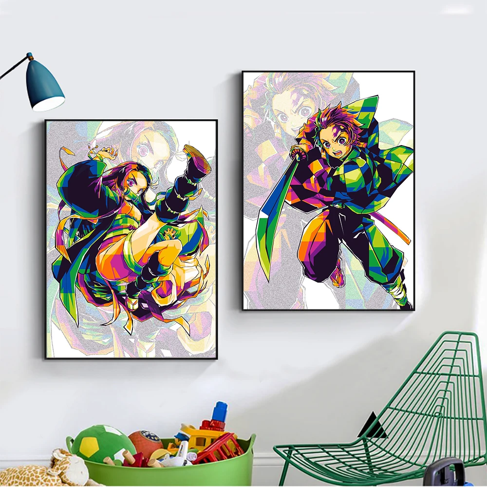 

Demon Slayer Anime Poster Kamado Nezuko Canvas Painting Kids Room Wall Art Decoration Mural for Modern Home Decor Aesthetic Gift