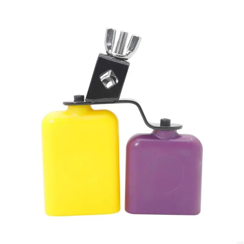 92ME Cowbell Rock Cowbell Bicolor for Drum Set Double Mounted Bells Kits Noise Maker Hand Percussion Football
