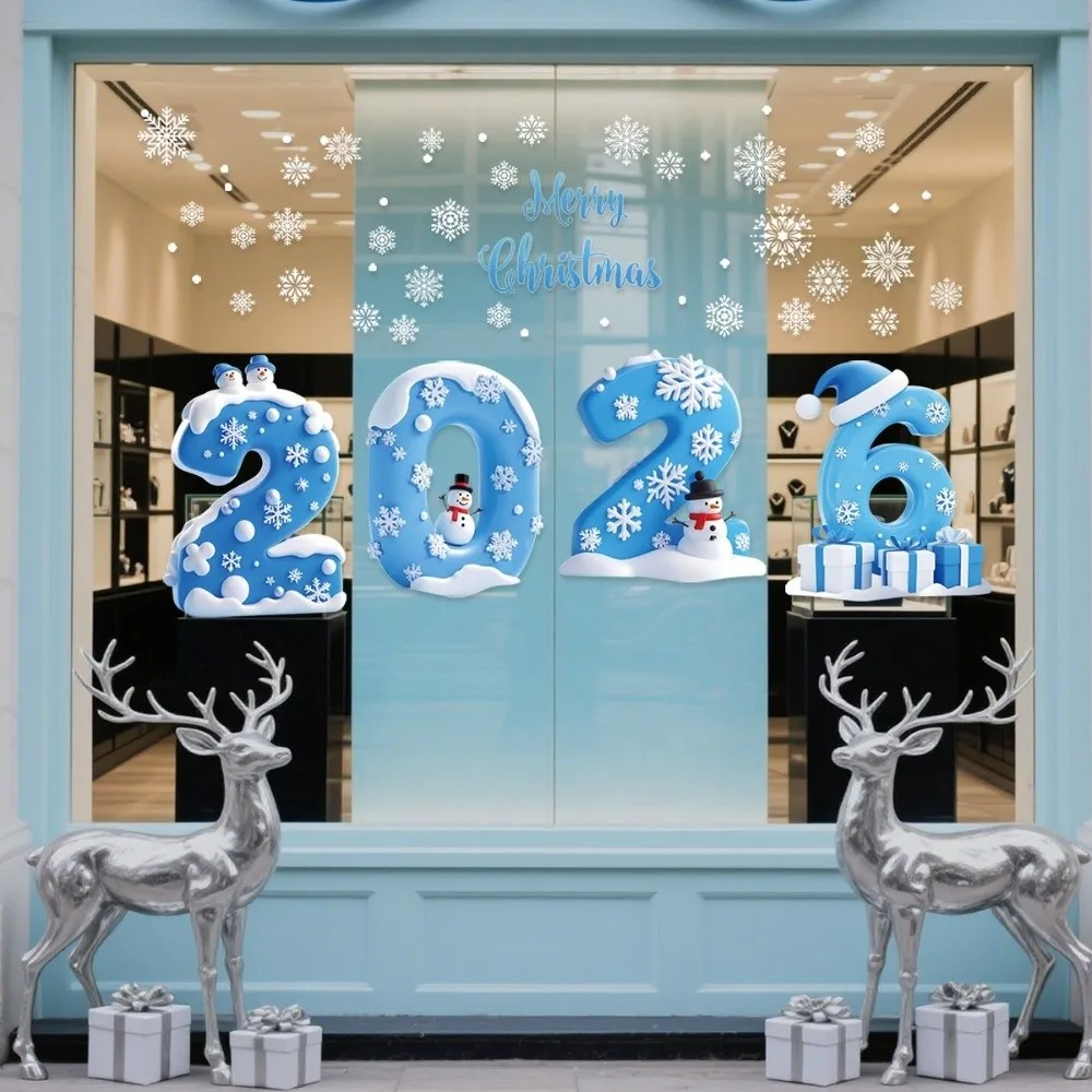 PVC Christmas Window Stickers Static Cling Merry Xmas Decals