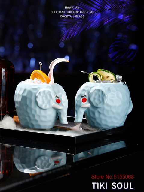 520ml Cute White Baby Elephant Cocktail Glasses Ceramics Tiki Mug