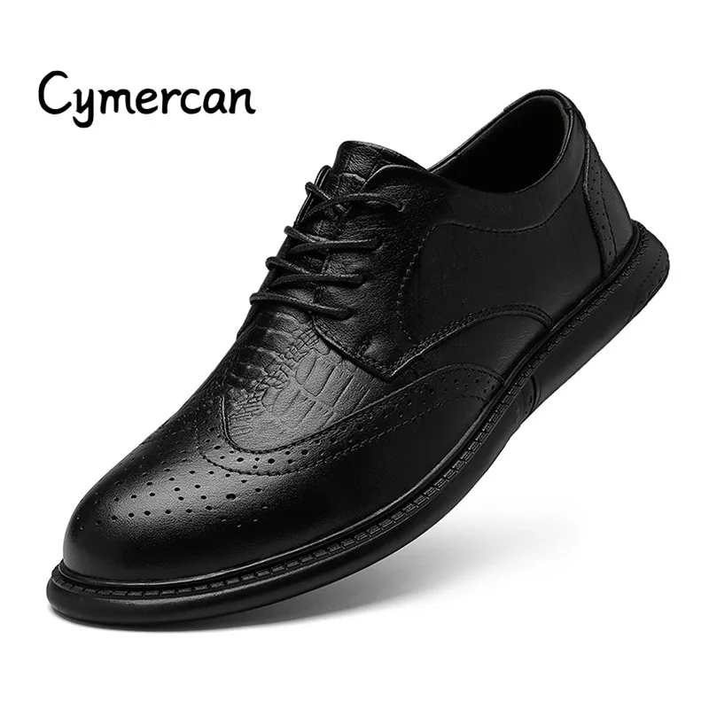 

Luxury Italian Genuine Leather Men's Formal Shoes Black Brogue Business Shoes Casual Flat Oxfords Plus Size37-47 Wedding Shoes