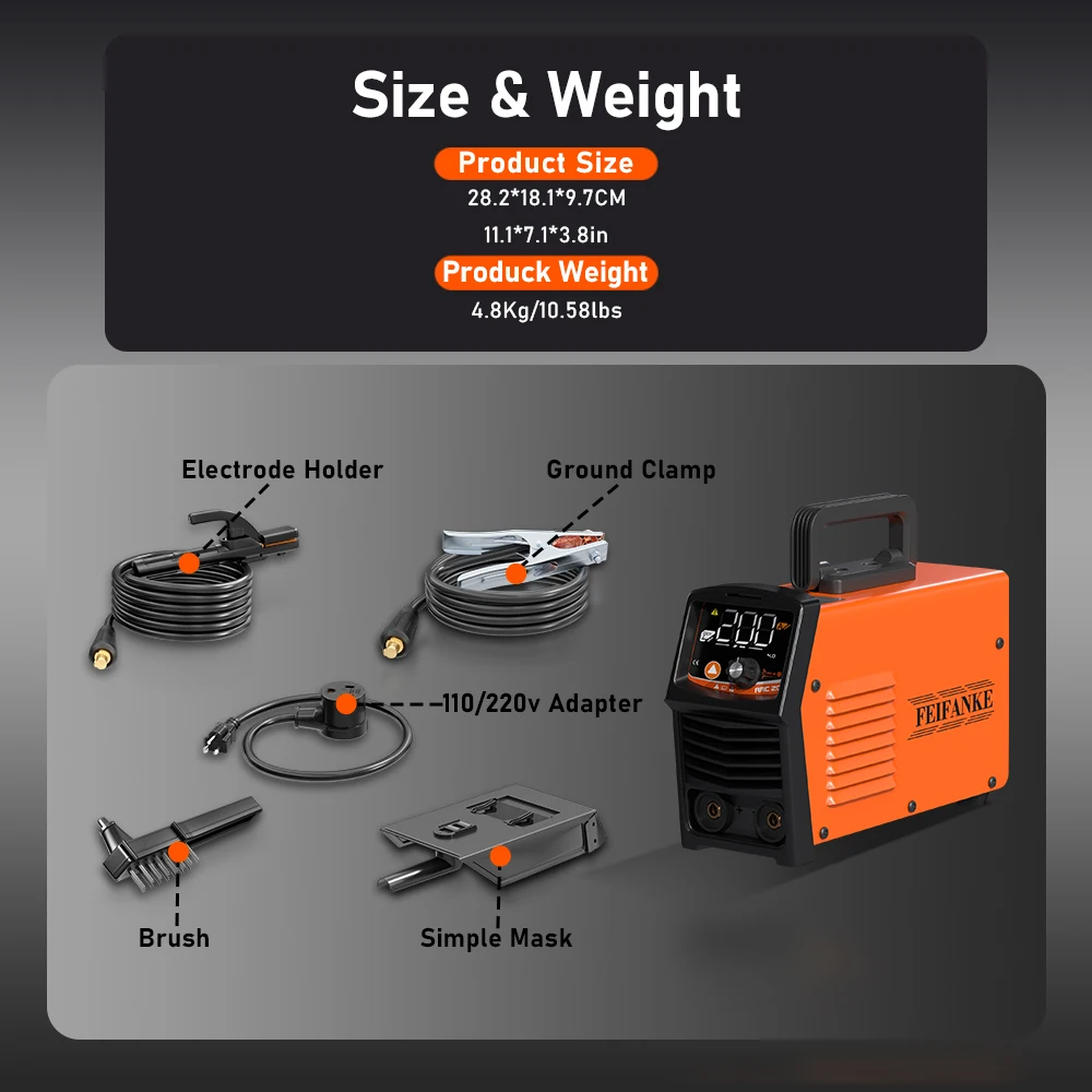 FEIFANKE ARC200 MMA/Lift TIG LED Dispaly Welding Machine IGBT Inverter Synergic Control Welder Machine with Hot Start 6
