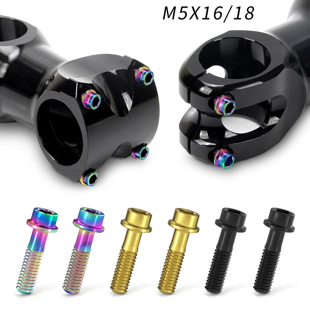 

Bike Handlebar Stem M5x16 / M5x18 Cap Titanium Alloy Screw For Bicycle Front Fork Front Clamp Ring 6pcs / Bag