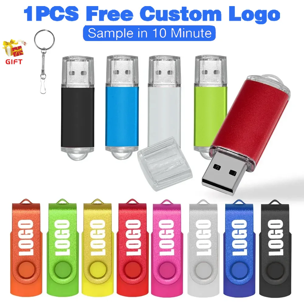 1 PCS Free Custom Logo USB  Flash Drive 128GB Mini Pen Drive 64GB Key Chain USB Stick Pendrive 32GB Creative Gift Memory Stick
