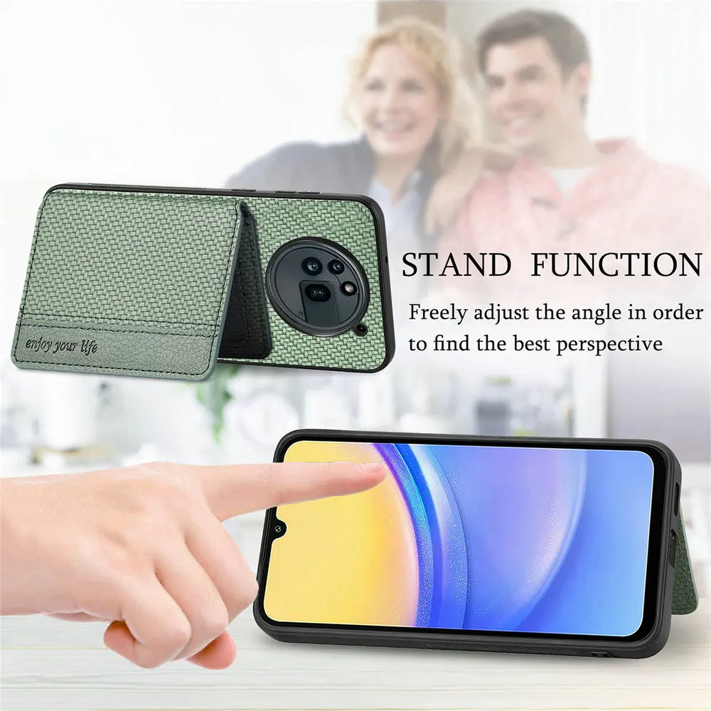 Leather Card Case Wallet with RFID Protection and 360° Protective Magnetic Back Cover