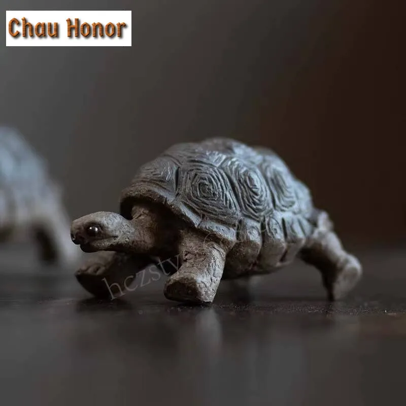 Yixing Zisha Rich Tortoise Tea Pet Handmade Turtle Tea Figurine Zisha Sculpture Tea Ceremony Tea Statue Kung Fu Teaware  Craft
