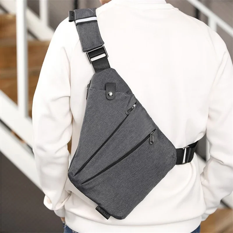 Chest Bags Crossobdy Bags for Men Waterproof Male Multifunction Cross Body Messenger Bag Single Shoulder Grey Fanny Pack Sac - 5