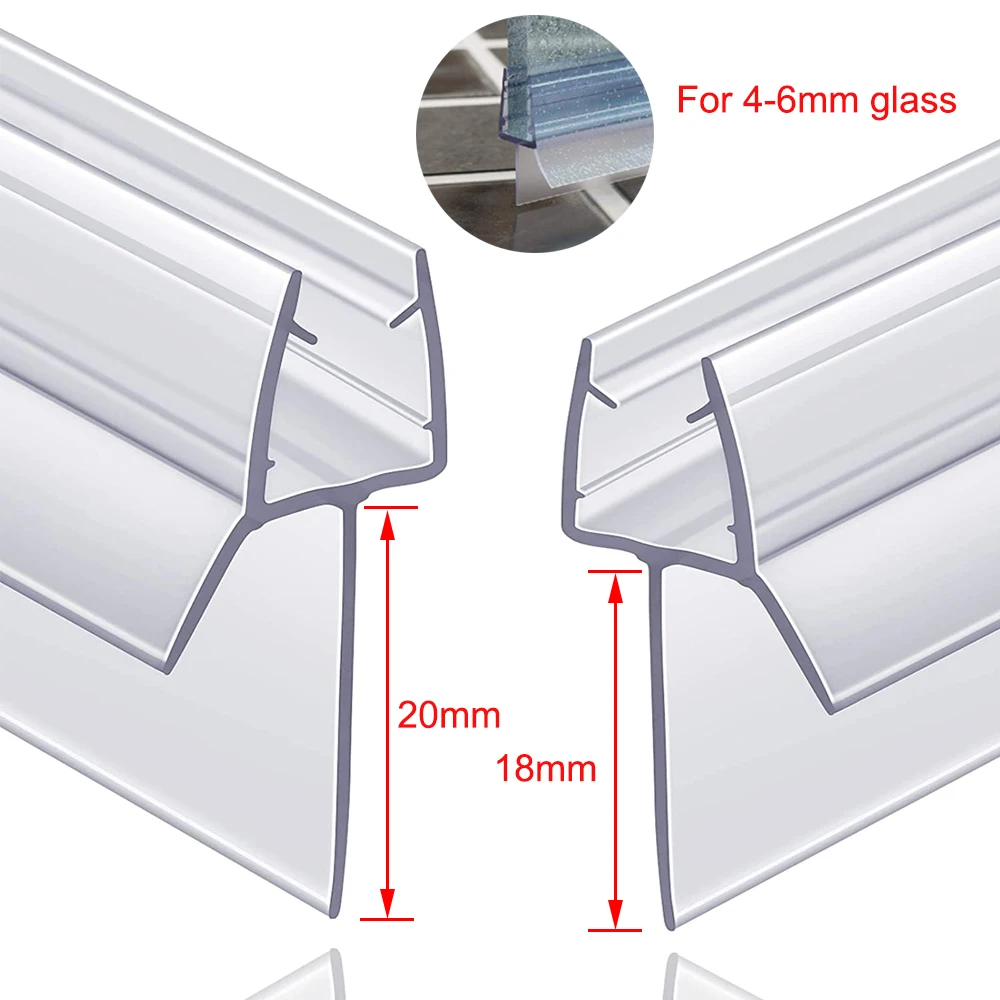 Frameless Shower Door Seal Strip - 4 Pack X 39 Inch, H-Type For 1/4 Inch Glass, Clear Polycarbonate