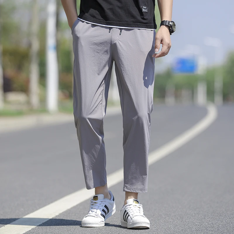 

Summer Mens Casual Sports Pants Cotton Soft Elasticity Slim Fit Trousers Jogger Training Sweatpants Streetwear