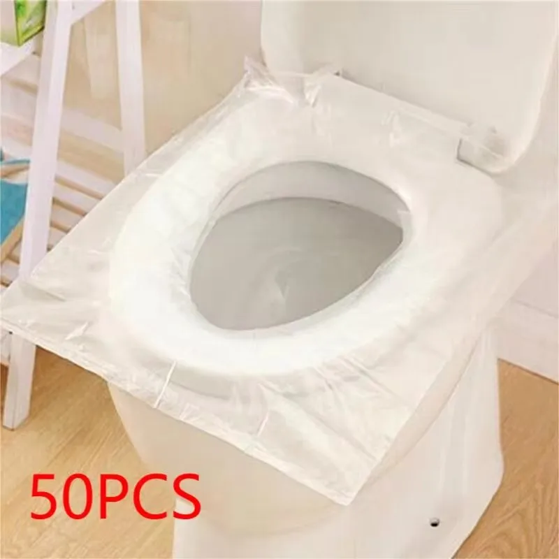 Toilet Seat Cover Disposable 50pcs Travel Adhesive Portable Hotel Waterproof Maternity Seat Cushion Paper Universal