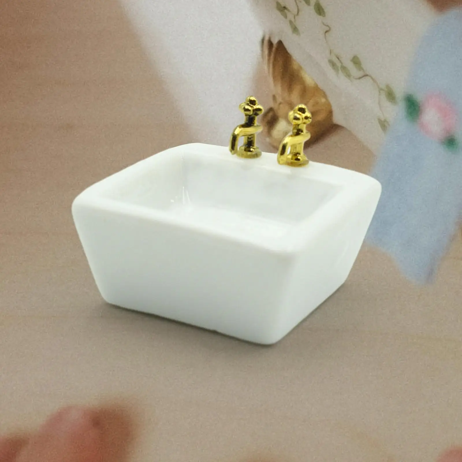 1/12 Dollhouse Simulation Washbasin Pretend Toy Life Scene Mini Basin Sink for Mini House Landscape Accessories Decoration