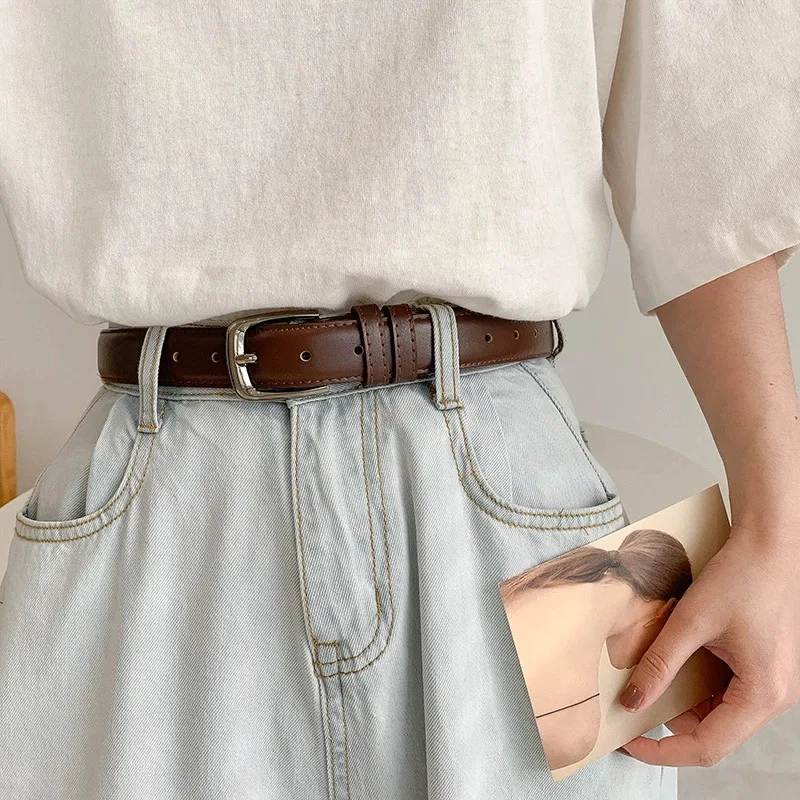 Ein Gürtel für Damen und Herren, einfach und vielseitig, schwarze Nadelschnalle für Studenten, personalisierte Dekoration, Gürtel für Damen