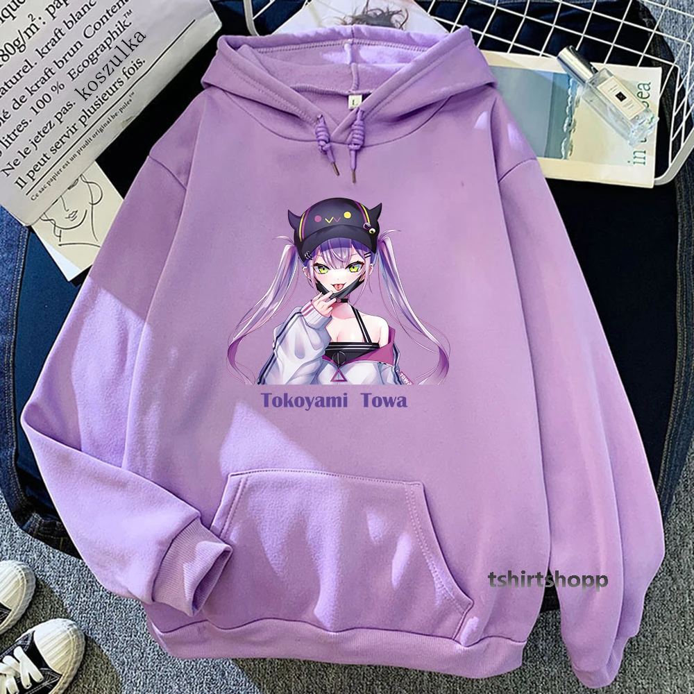 

Kaus Anime Hololive Tokoyami Towa Pakaian Estetika Lucu Wanita Musim Semi/Musim Gugur Hoodie Kawaii Harajuku Sudadera