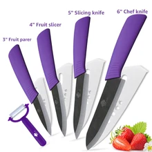  Ceramic Kitchen Knife 3 4 5 6 inch Chef Utility Slicer Paring Ceramic Knives Peeler Set Black Zirconia Blade Cooking Meat Cutter 
