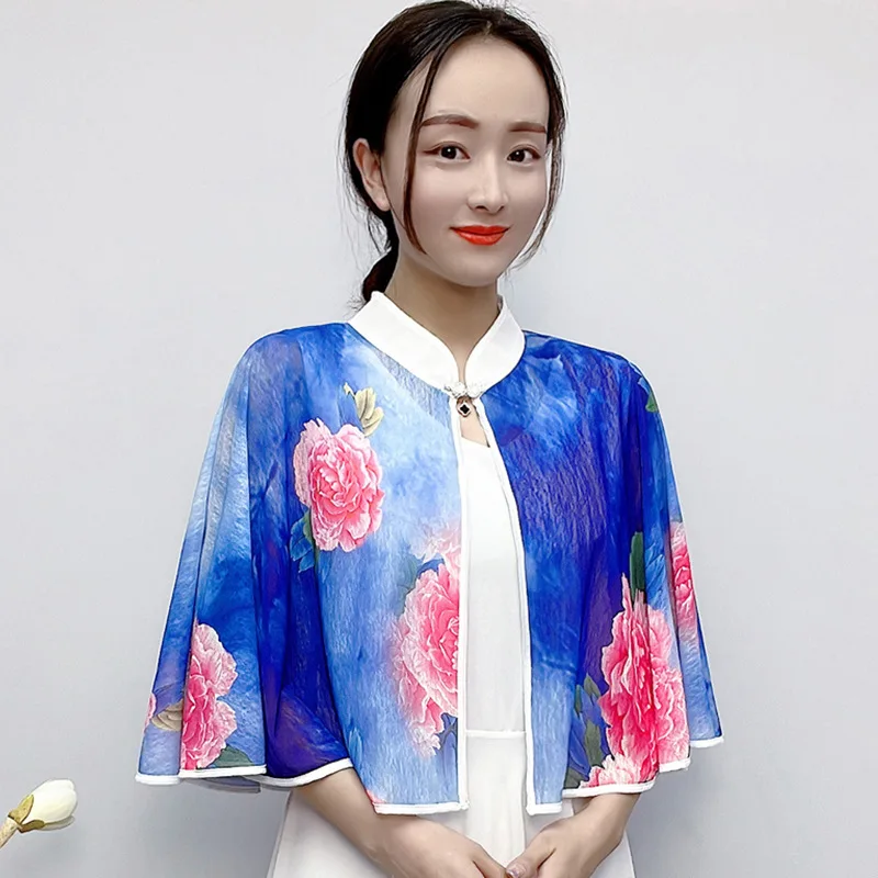 

Spring Summer And Autumn New Chiffon Versatile Shawl Strap with Women's Style Cardigan Cape Jacket