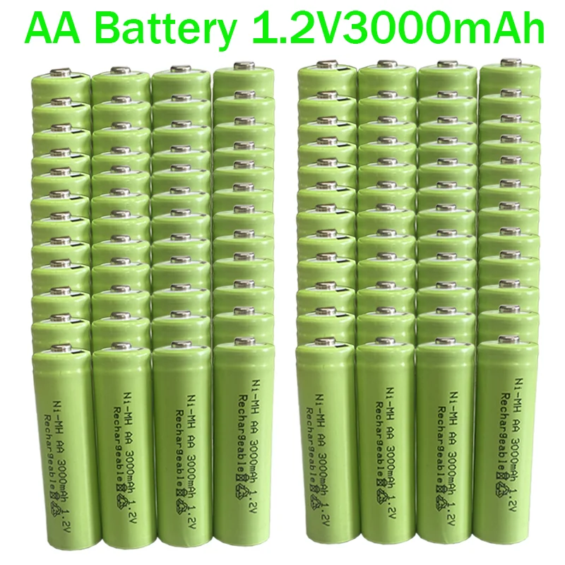 

AA Battery 1~96PCS New Original 3000mAh AA 1.2V Ni-MH Rechargeable Battery for Toys Camera Microphone Remote Control Calculator