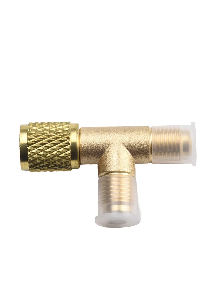 Brass R R Quick Coupler Tee Adapter Valve Core Valve Core Tee Adapter Female In SAE Flared FFL Yellow Premium Brass
