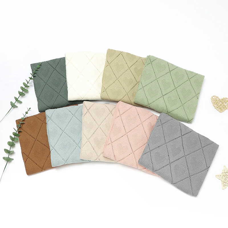 Baby Cotton Blankets Super Soft Newborn Gender Netural Lightweight Lovely Heart Knitted Month Stroller Nursery Security Quilts cotton muslin blanket cotton blanket cotton gauze blanket cotton knit blanket knit blanket