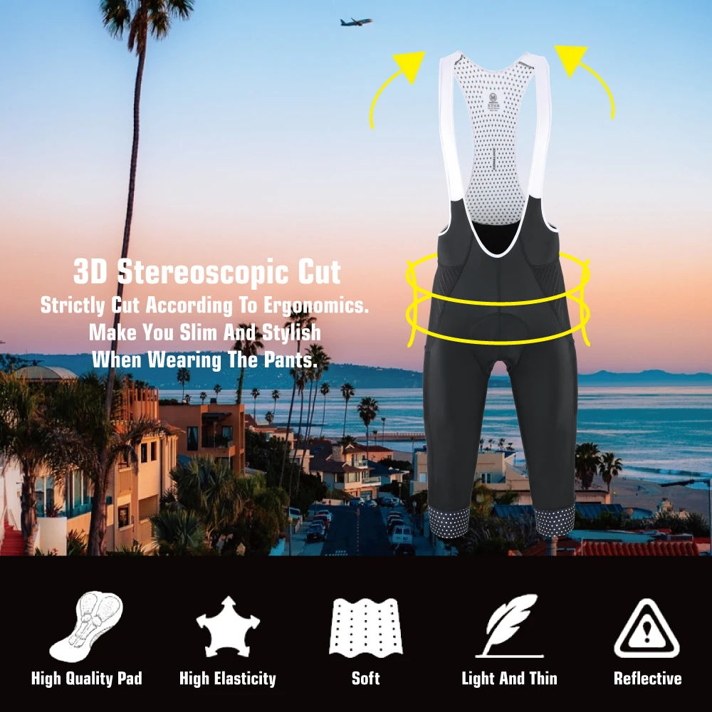 Cycling Pants Cycling Bib Pants KEMALOCE Cycling Pants 3/4 Summer Anti-UV Gel Pad Bike Bib Pants 3/4 Spring Bicycle Knicker